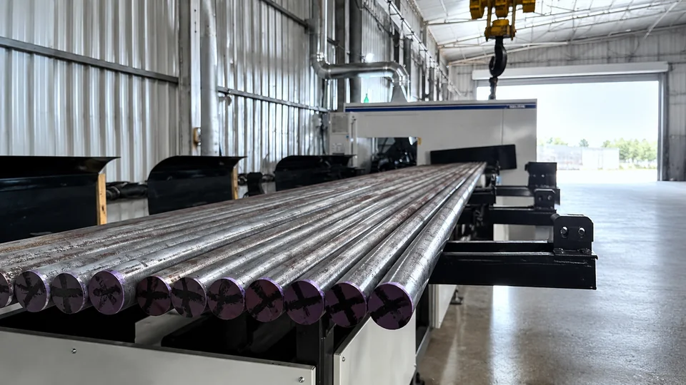 CNC daire testere çubuk besleme hattı